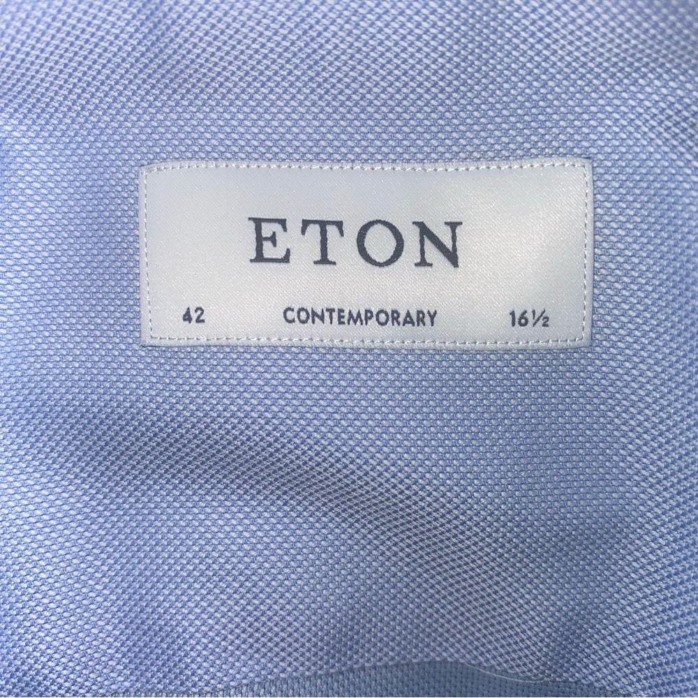 Eton Light Blue Classic Spread Collar Dress Shirt, 16.5-42, Contemporary Fit - Picture 7 of 7